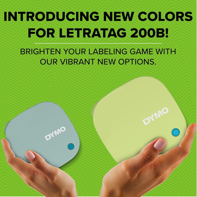 Dymo صانع الملصقات بلوتوث LetraTag 200B، طابعة ملصقات مدمجة، تتصل عبر تقنية البلوتوث اللاسلكية مع iOS و Android، تشمل شريط ملصقات ورقي أبيض واحد، أصفر فستقي - Image 2